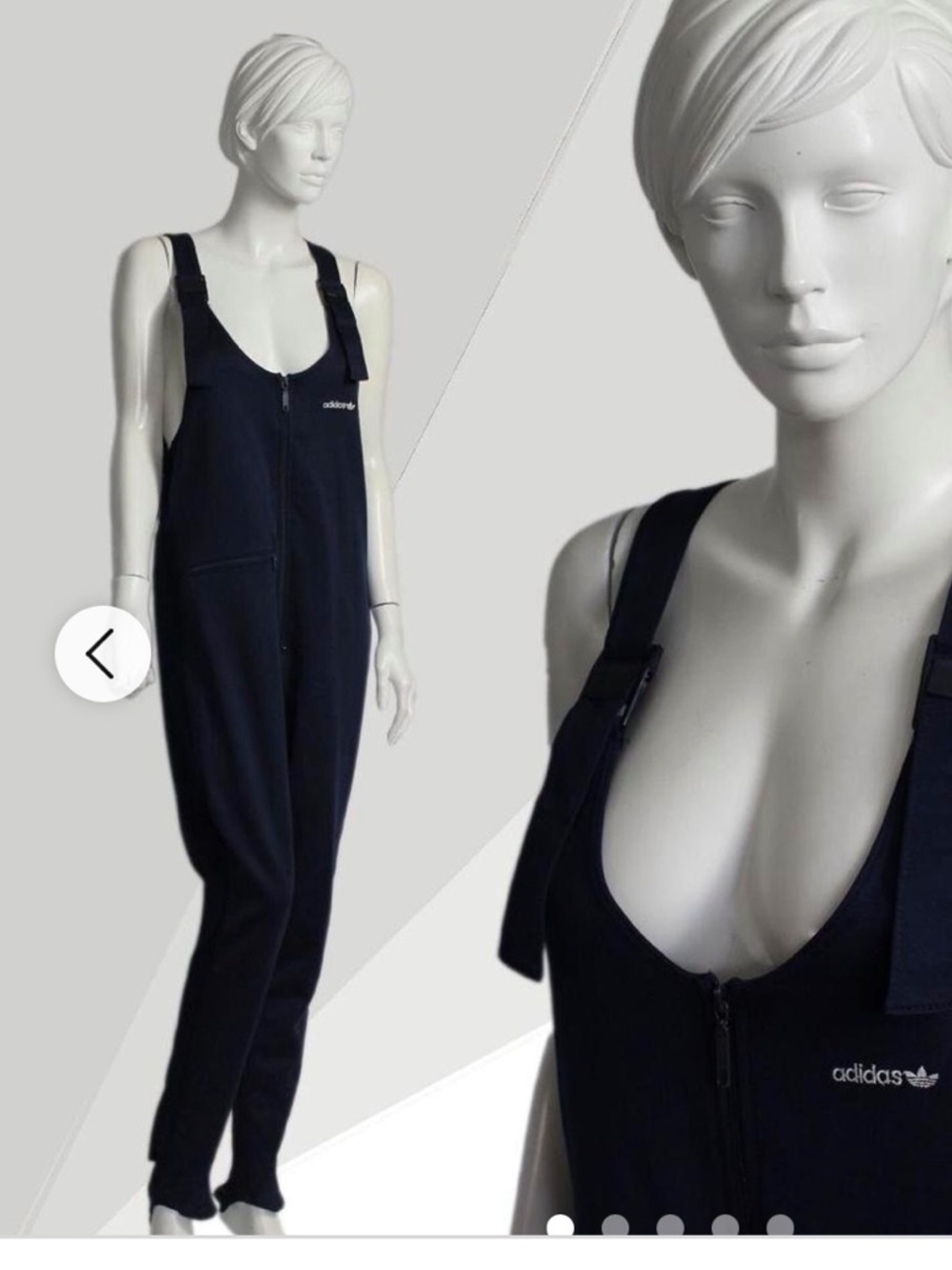 Vintage Adidas 70s 80s Navy Blue Overalls Jumpsuit S/M